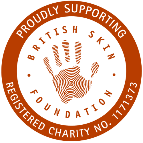 British Skin Foundation logo – Nudie proudly supports skin health research with every purchase.